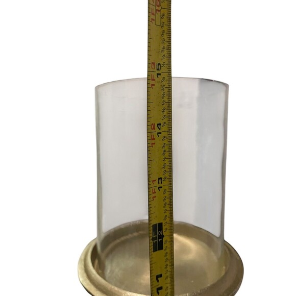 Gold Candle Holder With Glass 15”tall Crafted in India - Picture 7 of 10